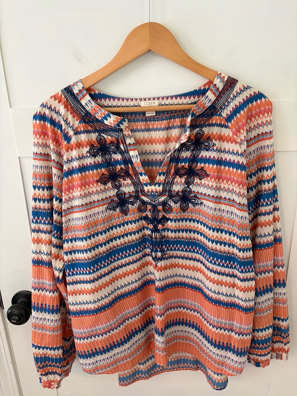 J. Crew Factory Cotton Bohemian  Embroidered Tunic. Size XL.